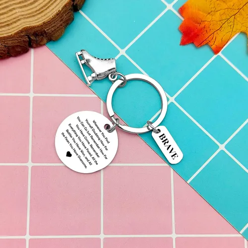 Vista 4 de Heigebi Roller Skate Keychain Athletic Keychain Roller Skate Gifts Keyring Skate Lover Gift