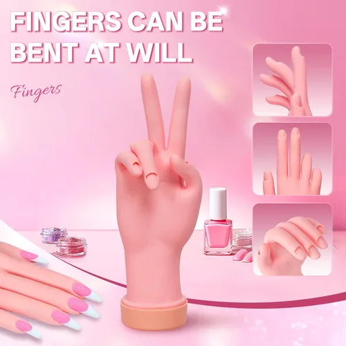 Vista 5 de Buqikma Mano de práctica de uñas para uñas acrílicas, mano de maniquí para práctica de uñas, flexible y flexible y flexible para práctica de uñas, 1