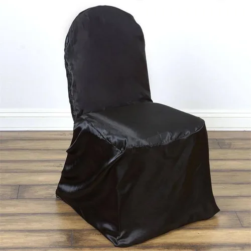 Vista 5 de Efavormart - Juego de 5 fundas para sillas de banquetes de satén negro brillante para bodas, fiestas, banquetes y catering