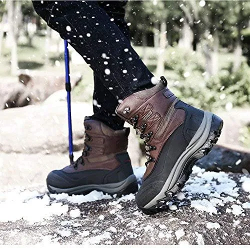 Vista 7 de NORTIV 8 - Botas de esquí de invierno con suela de goma para hombre, con aislamiento impermeable