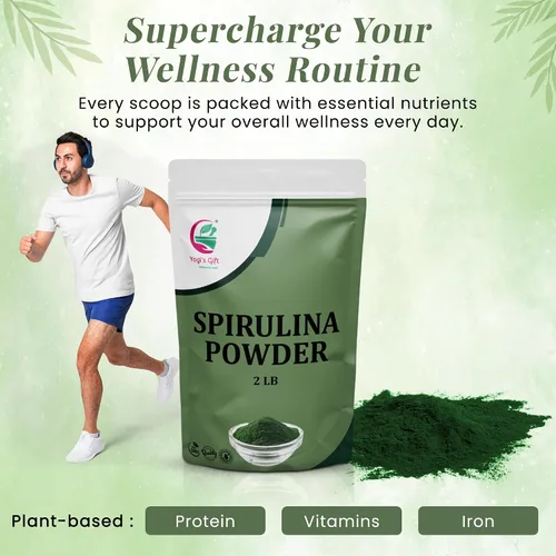 Vista 4 de Yogi's Gift® - Polvo de espirulina de 2 libras, 100% natural y puro, perfecto para batidos, jugos y bienestar diario, paquete a granel de 2 libras