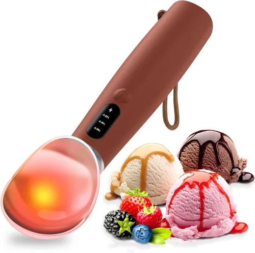 Vista 9 de Cuchara de helado con calefacción recargable, resistente al agua IP67, cuchara eléctrica para helado con pantalla LED, se calienta a 158.0 °F