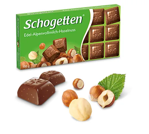 Vista 4 de Schogetten Alpine Chocolate con leche con avellanas en barra de caramelo original alemán 100 g/3.52 oz