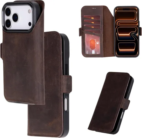 Vista 18 de Bayelon Cartera de cuero Cas para iPhone 15 Pro - Funda con tapa abatible, funda tipo cartera para iPhone 15 Pro, funda tipo cartera, función atril