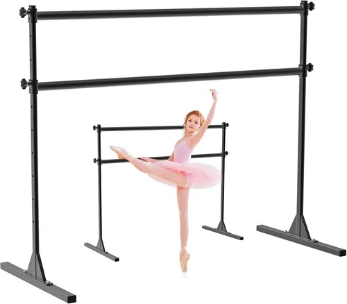 Vista 12 de SELEWARE Barra de ballet independiente de altura ajustable, barra de ballet resistente, barra de baile, soporte movimientos de barra, estiramiento