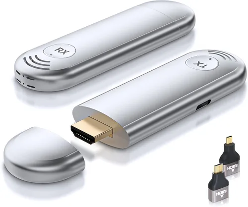 Vista 7 de Transmisor y receptor HDMI inalámbrico, extensor HDMI inalámbrico TTQ compatible con 4K, carcasa de metal, pantalla LED, rango de 100 pies, 2.4G