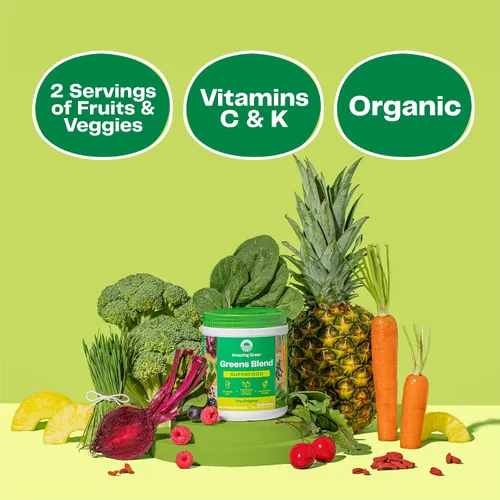 Vista 3 de Paquete de Polvo de Superalimento Verde Amazing Grass: Polvo Verde con Enzimas Digestivas y Probióticos, Espirulina Orgánica, Clorela y Polvo