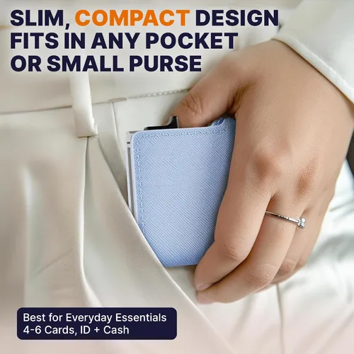 Vista 7 de Cartera Conceal Plus para hombres, cartera desplegable con bloqueo RFID, tarjetero delgado y minimalista para tarjetas de crédito, Minimalista