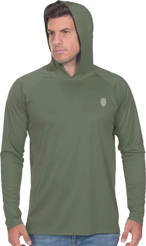 Vista 7 de Camisa de pesca para hombres de manga larga, con protección solar SPF 50+ UV, camiseta tipo sudadera Negro