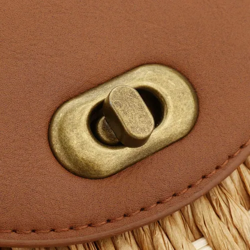 Vista 6 de Bolsos de paja para mujer, tejido a mano, gran bolsa de playa de verano, con asa redonda, anillo Toto Retro Rattan, Bolsa de paja, talla única