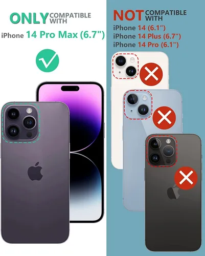 Vista 2 de para Funda iPhone 14 Pro Max: Cubierta de teléfono celular resistente de grado militar con patada y funda Protección contra golpes de TPU