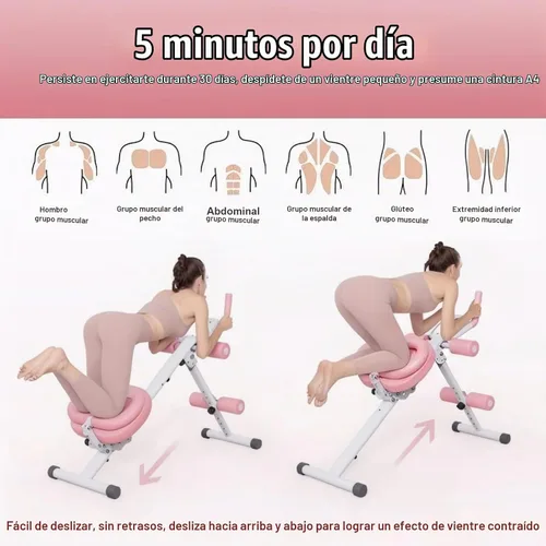 Vista 8 de Máquina de abdominales, equipo de entrenamiento abdominal, máquina de entrenamiento abdominal ajustable de 5 niveles con pantalla LCD, equipo de Rosa