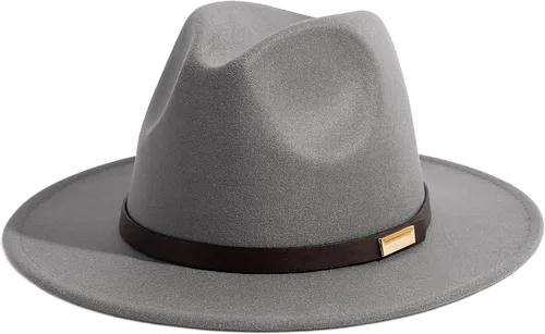 Vista 38 de Sombreros Fedora para hombre, sombrero Panamá de ala ancha con cinturón clásico Unisex Felt Fedora, Adjustable Fit, Breathable Sweatband, All-Day