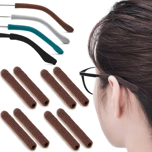 Vista 8 de 2 pares de almohadillas suaves mejoradas para orejas de gafas, agarres antideslizantes de algodón tejido para gafas, puntas cómodas de patillas 2
