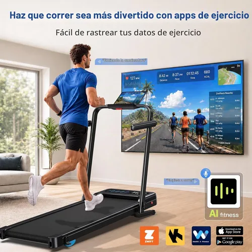 Vista 6 de Cardirun Walking Pad with 12% Auto Incline & Handle Bar, Foldable Treadmill Negro