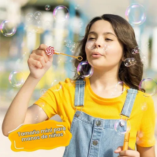 Vista 4 de AFZMON 24 varitas de burbujas para fiestas de niños Candyland, varitas de burbujas de caramelo dulce en miniatura, suministros de fiesta
