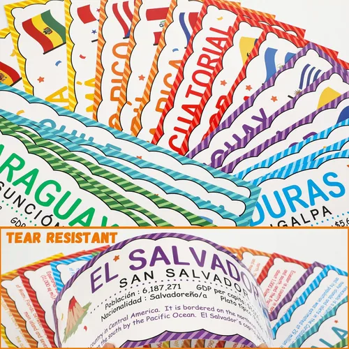 Vista 3 de 21 carteles de países en español, banderas, decoraciones para aulas, países latinoamericanos (nuevo) España, Puerto Rico y Guinea Ecuatorial