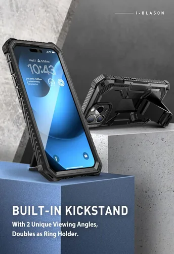 Vista 6 de i-Blason Armorbox - Funda diseñada para iPhone 14 Pro de 6.1 pulgadas (versión 2022) con soporte y funda de clip para cinturón, funda protectora