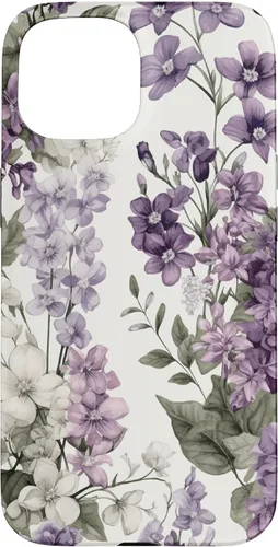 Vista 6 de White Violet Purple Lavender Lilac Floral Funda de flores botánicas para iPhone 17