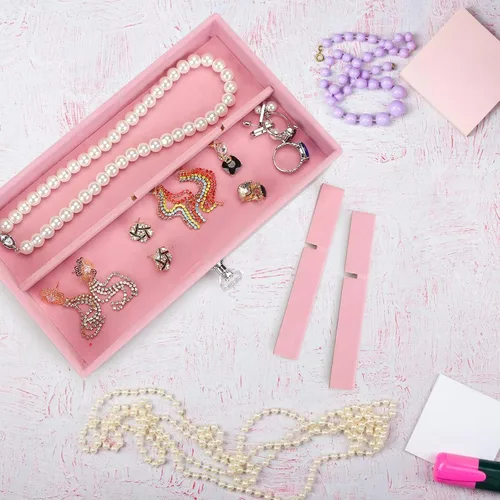 Vista 3 de Organizador de joyas de acrílico, caja organizadora de almacenamiento de cosméticos de maquillaje, caja de joyería transparente con 3 cajones, caja