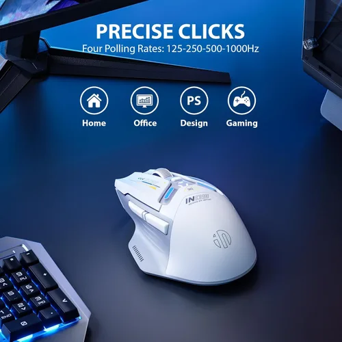 Vista 7 de INPHIC IN9 - Mouse inalámbrico para juegos, True Tri-Mode BluetoothTipo-C con cableconexión inalámbrica 2.4G, 10000 DPl, totalmente programable