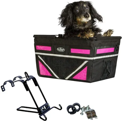 Vista 9 de Pet-Pilot MAX - Cesta de bicicleta para perro, 8 opciones de color para tu bicicleta (plata/gris)