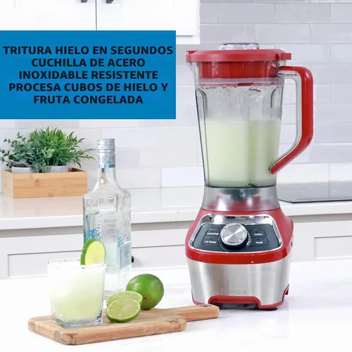 Vista 4 de Kenmore - Batidora eléctrica para batidos, trituradora de hielo y función de pulso, jarra de plástico Tritan resistente con 6 velocidades, Rojo