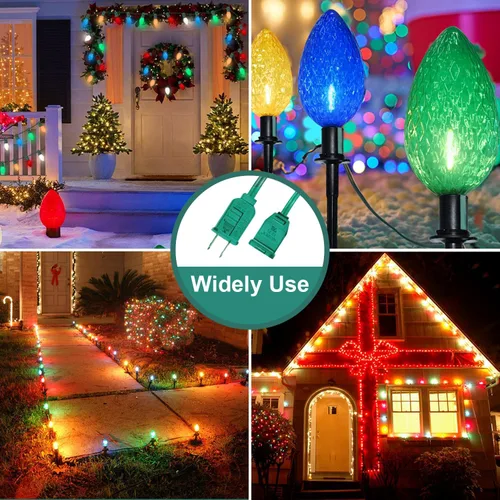 Vista 8 de [30 pies] Paquete de 5 cables de extensión de luz de Navidad de 6 pies Verde-paquete de 5