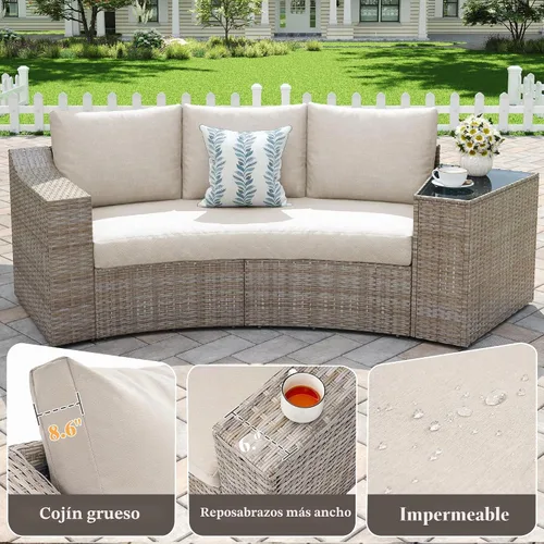 Vista 8 de LUXOAK Juego de muebles de patio de 9 piezas con mecedoras y mesa