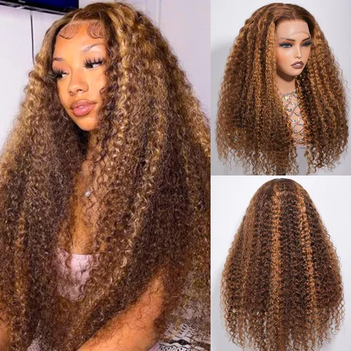 Vista 17 de CYNOSURE Pelucas de encaje frontal 13x4 de cabello humano prearrancado, densidad del 180%, brasileña rizada con encaje frontal, peluca con cabello