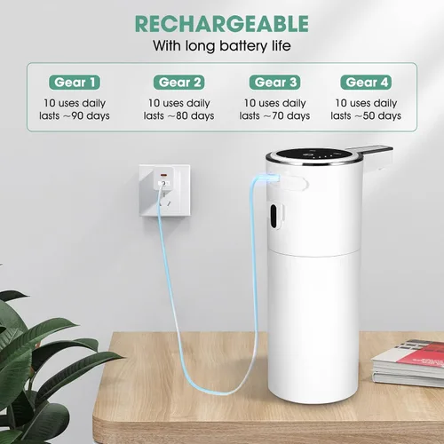 Vista 13 de Paquete de 4 dispensadores automáticos de jabón líquido sin contacto, dispensador de jabón líquido con sensor inteligente de 13.5 onzas, recargable
