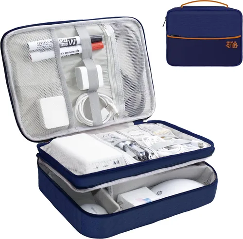 Vista 23 de Organizador de Electrónica, Funda Organizadora de Cables de Viaje, Bolsas Organizadoras de Cables Portátiles, Estuche de Almacenamiento
