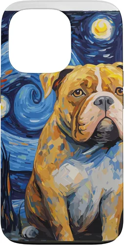 Vista 10 de Funda para iPhone 16 American Bully Starry Night para perro, mamá, perro, papá