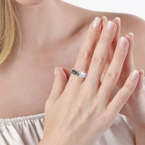 Vista 8 de Anillos para niños callejeros con patrón botánico joyería de moda simple accesorios populares plata 6