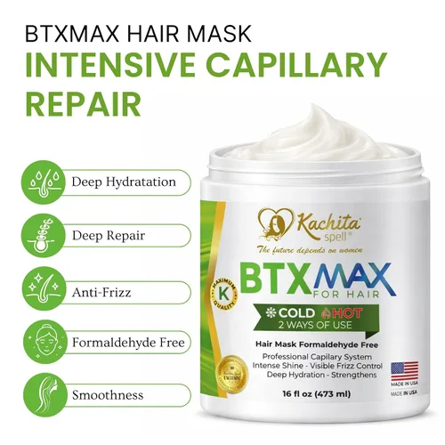 Vista 2 de Kachita Spell BTXMAX - Mascarilla para el cabello acondicionador profundo para tratamiento seco, queratina y aceite de argán para hidratación