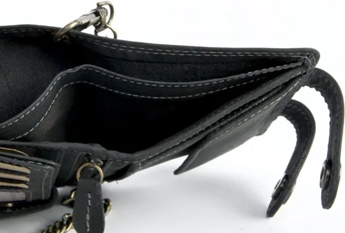 Vista 6 de Cartera de motociclista gris muy oscuro para hombre con cadena de 20 pulgadas de largo para colgar