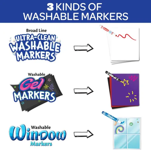 Vista 8 de Marcadores Crayola lavables, amplia línea, 64 unidades, Variados