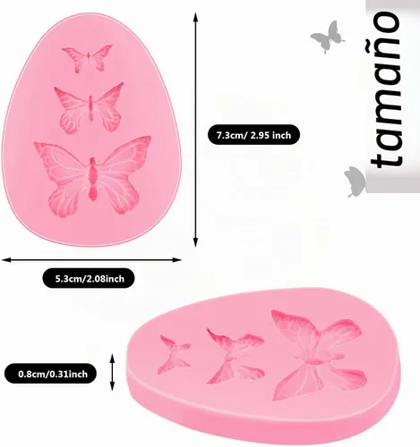 Vista 2 de Boao 2 moldes de silicona mariposa para pastel de fondant chocolate, null