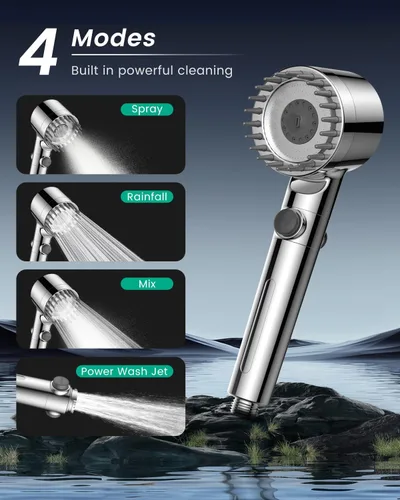 Vista 14 de Filtered Shower Head with Handheld with 4PCS Filters, High Pressure 4 Spray Modes Shower heads with Filter, IronDrops Water Softener Filter for Hard