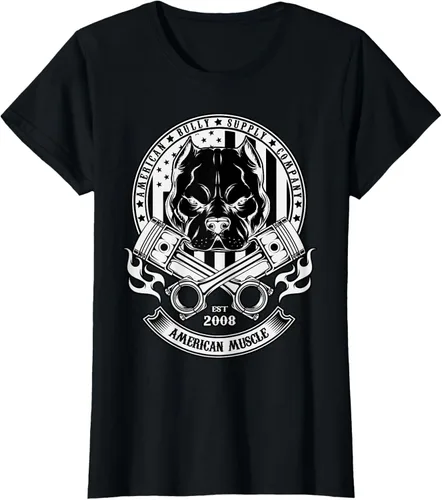 Vista 31 de American Muscle - Camiseta de cabeza dura Pit Bull American Bully, Negro, S