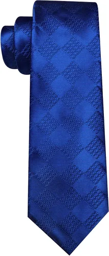 Vista 183 de Barry.Wang Juego de corbatas a cuadros para hombre con pañuelo gemelos de rayas clásicas