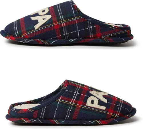 Vista 5 de Dearfoams Pantuflas para hombre Papa Bear , azul (Blue Tartan Plaid), S