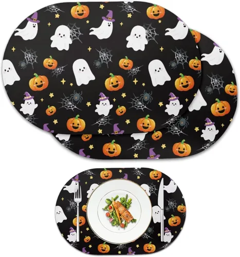 Vista 30 de Autumn Placemats Set of 2 Waterproof Wipeable 12X18 Inch Faux Leather Non Slip Heat Resistant Mats for Thanksgiving Dinner Outdoor Decor