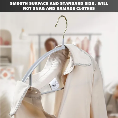 Vista 7 de MOPALL Perchas para ropa, paquete de 20 perchas antideslizantes para suéter sin protuberancias en los hombros, 16.5 pulgadas de ancho, duraderas