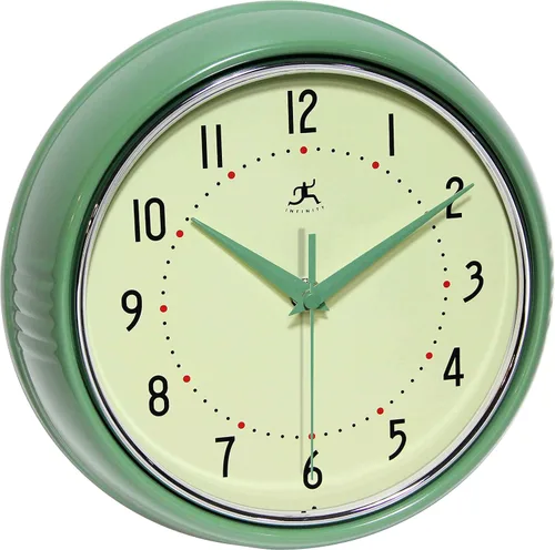 Vista 26 de Infinity Instruments Reloj de pared retro, reloj cuadrado de 9 pulgadas, silencioso sin tictac, moderno de mediados de siglo, reloj de cocina, reloj