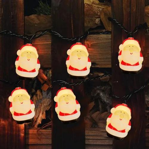 Vista 4 de Guirnalda de luces de Papá Noel de 8.5 pies, guirnalda de luces de decoración de Navidad con 10 luces de Papá Noel, luces de Navidad impermeables