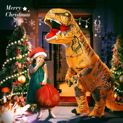 Vista 3 de Disfraz inflable de dinosaurio de Purim para fiesta de Halloween, cosplay, trajes de mascota, vestido de anime de dibujos animados para adultos