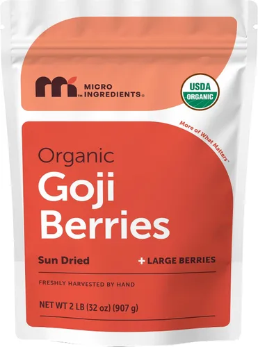 Vista 8 de Micro Ingredients Bayas de Goji Orgánicas, 1Lb (16oz) Grandes Bayas Enteras Secas al Sol Superalimento Crudo de Lycium Barbarum Sabor Natural