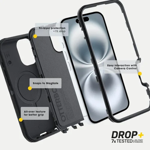 Vista 6 de OtterBox - Funda para iPhone 16, serie Defender, color azul (Baby Blue Jeans)