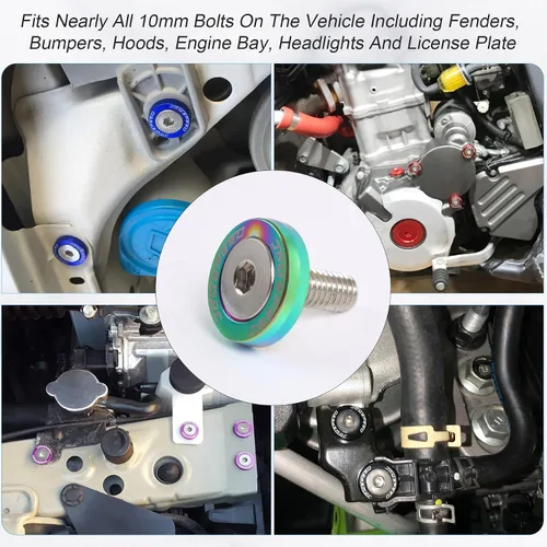 Vista 3 de JDMSPEED Kit de 20 Piezas de Arandelas de Guardabarros de Aluminio Billete CNC Cromado Neo para Vestir el Compartimento del Motor
